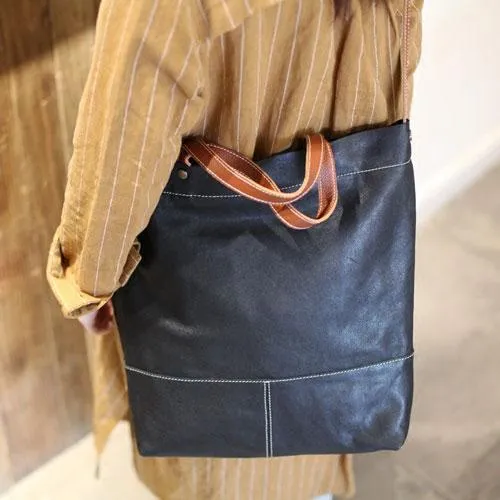 Fashion Womens Black Leather Tote Shoulder Bag Women's Business Tote Work Bag Crossbody Bag