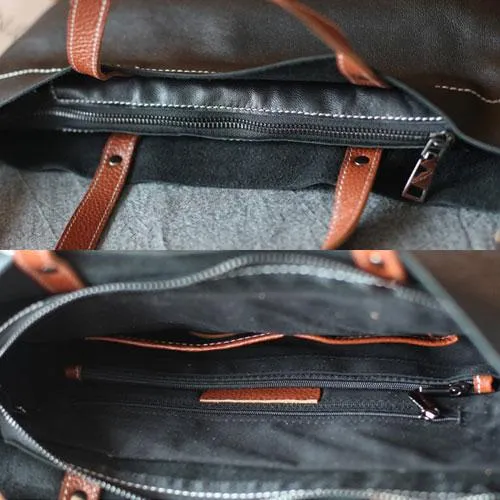 Fashion Womens Black Leather Tote Shoulder Bag Women's Business Tote Work Bag Crossbody Bag