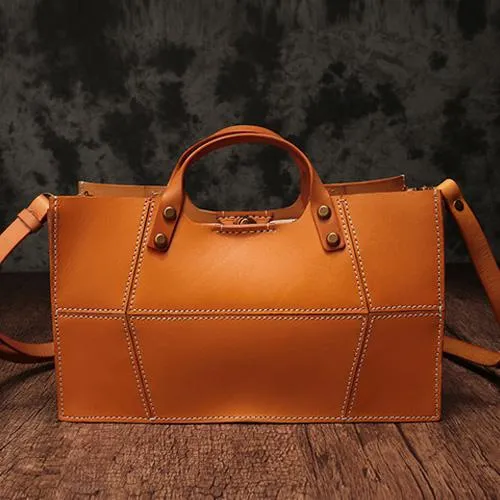 Fashion Womens Leather Square Handbag Purses Tan Small Handbag Shoulder Purse for Ladies