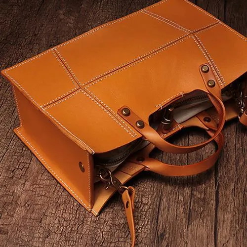 Fashion Womens Leather Square Handbag Purses Tan Small Handbag Shoulder Purse for Ladies