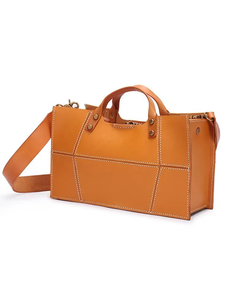 Fashion Womens Leather Square Handbag Purses Tan Small Handbag Shoulder Purse for Ladies