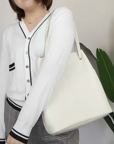 Fashion Womens Pink Leather Tote Bag Vertical Silver Shoulder Tote Bag Bucket Tote For Women