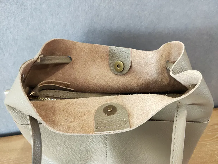 Fashion Womens Pink Leather Tote Bag Vertical Silver Shoulder Tote Bag Bucket Tote For Women