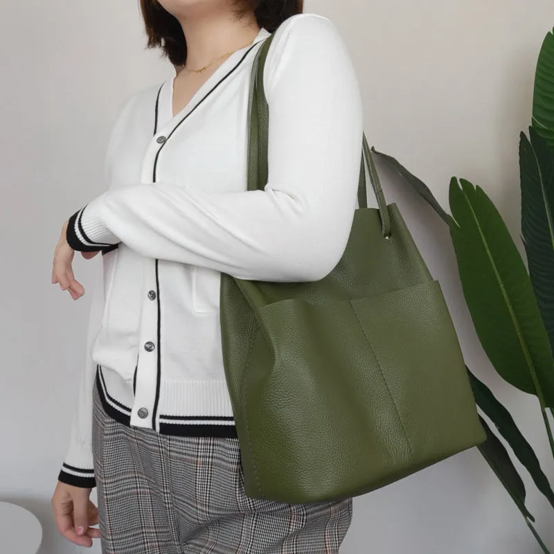 Fashion Womens Pink Leather Tote Bag Vertical Silver Shoulder Tote Bag Bucket Tote For Women
