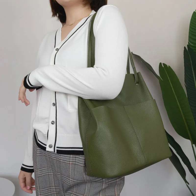 Fashion Womens Pink Leather Tote Bag Vertical Silver Shoulder Tote Bag Bucket Tote For Women