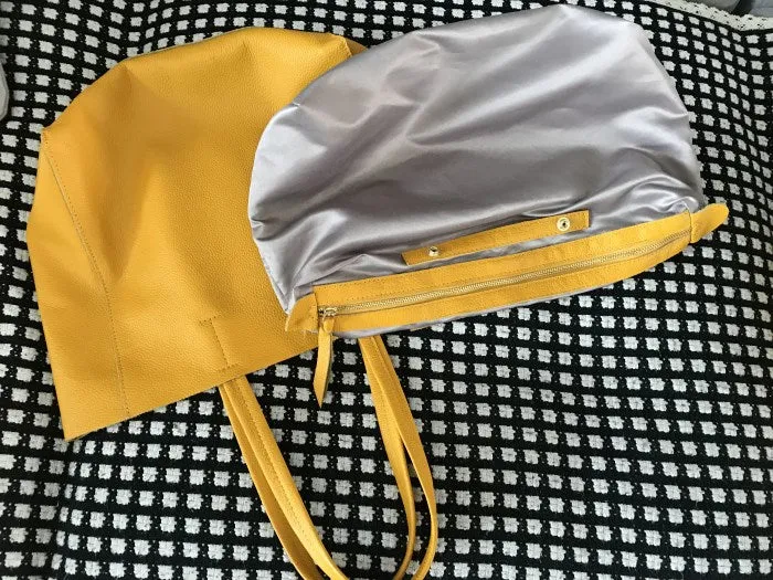 Fashion Womens Yellow Leather Oversize Tote Bag Yellow Shoulder Tote Bag Handbag Tote For Women