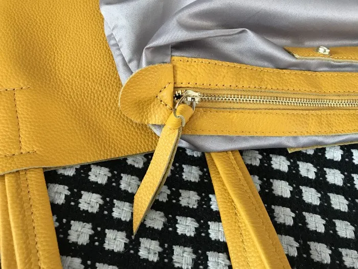 Fashion Womens Yellow Leather Oversize Tote Bag Yellow Shoulder Tote Bag Handbag Tote For Women