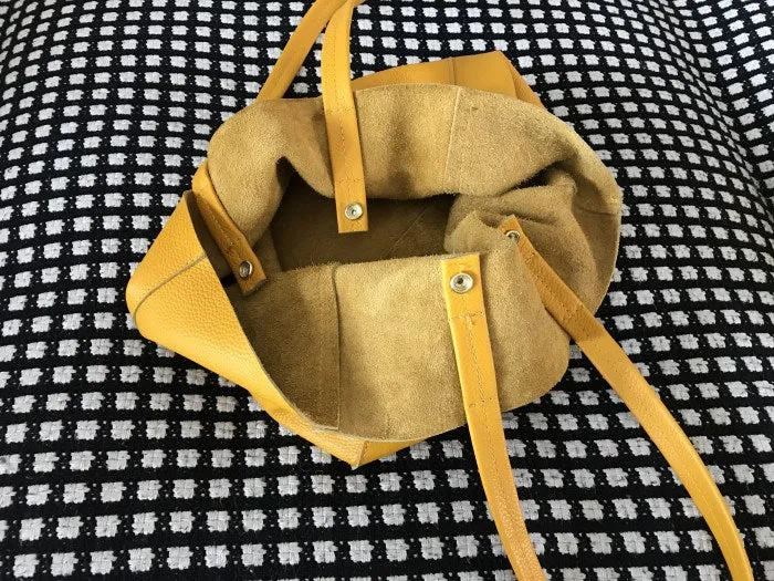 Fashion Womens Yellow Leather Oversize Tote Bag Yellow Shoulder Tote Bag Handbag Tote For Women