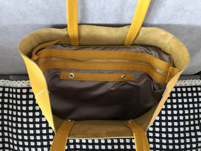 Fashion Womens Yellow Leather Oversize Tote Bag Yellow Shoulder Tote Bag Handbag Tote For Women
