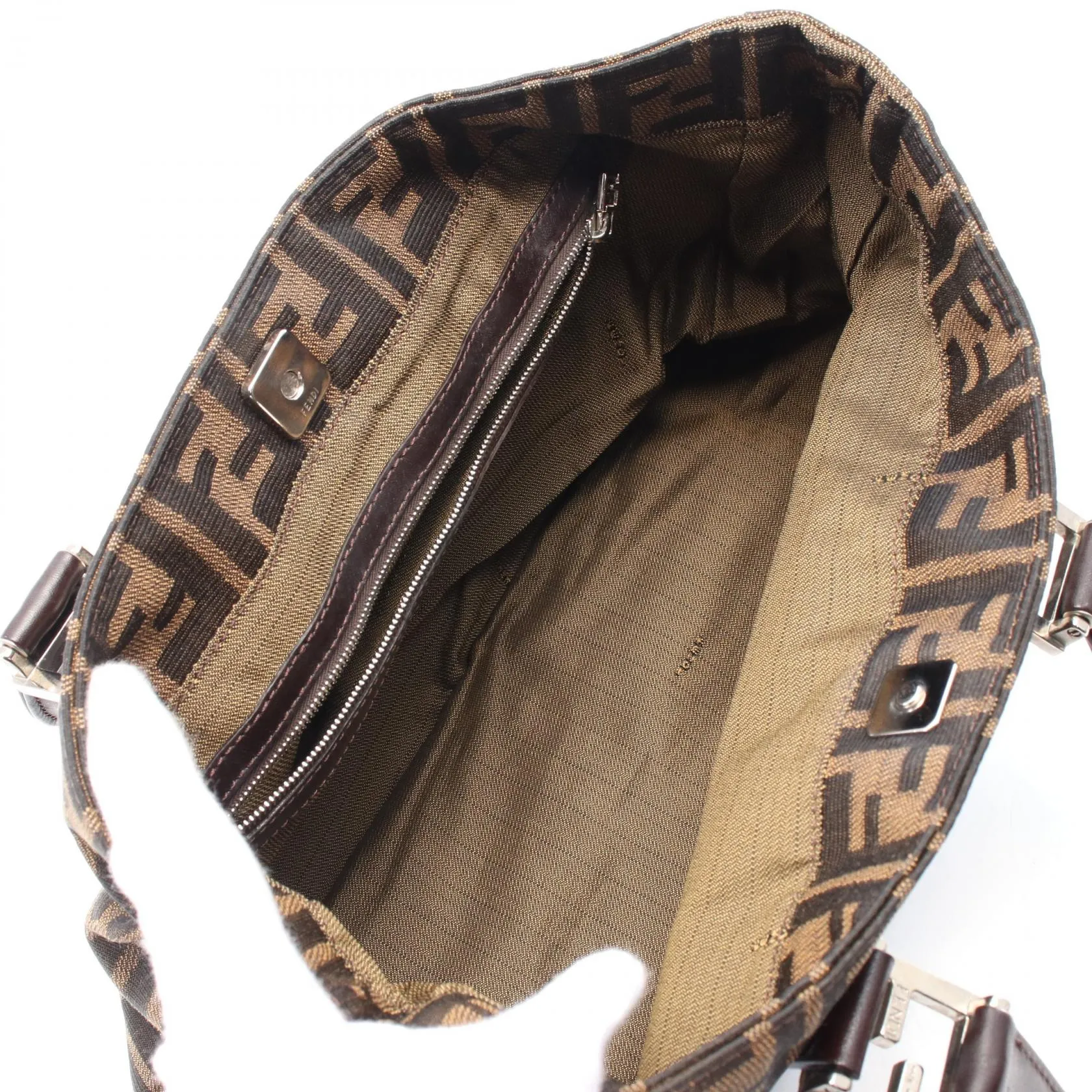 Fendi Zucca Canvas Leather Tote Bag