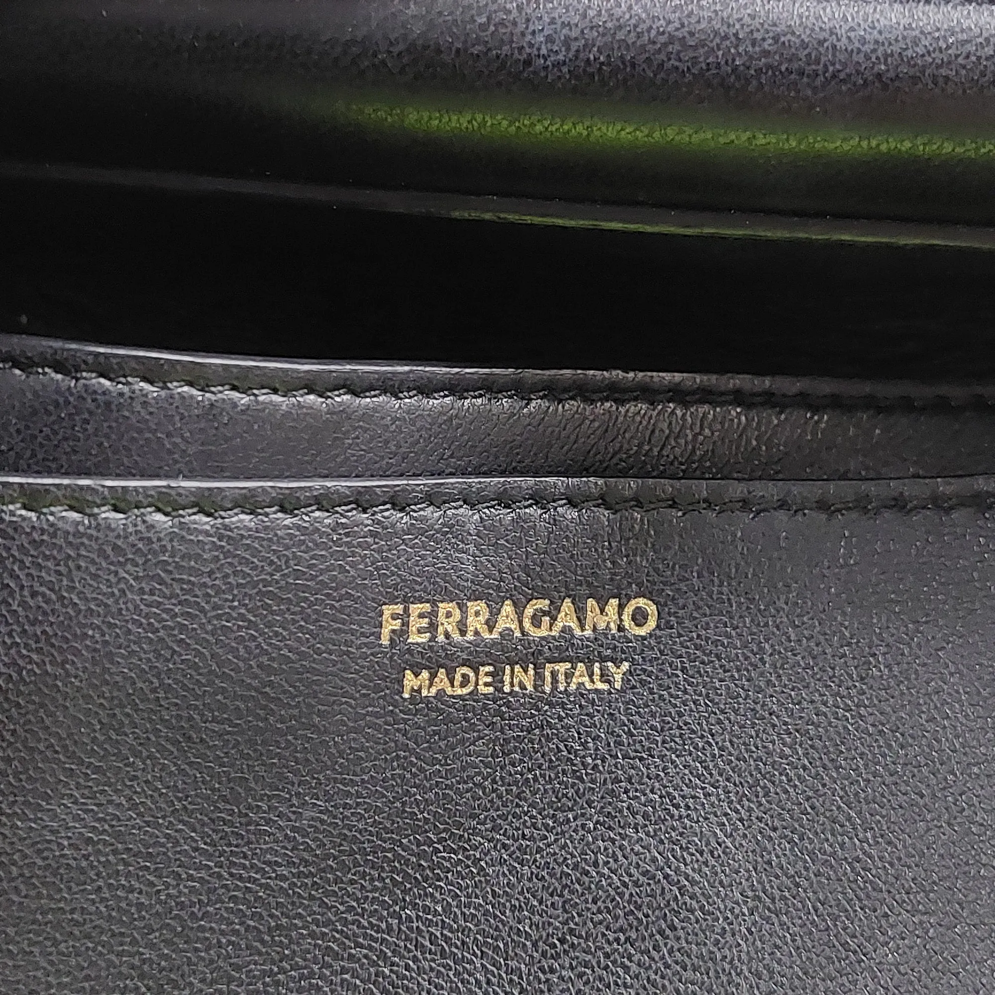 Ferragamo Gancini Flip-Lock Handbag in Black Leather
