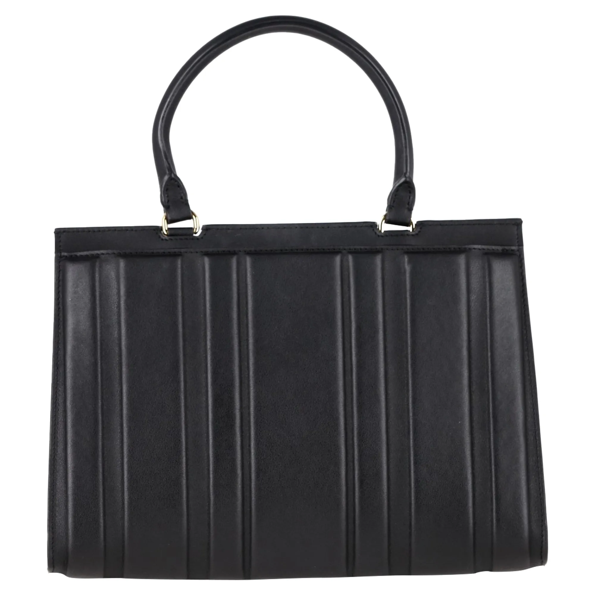 Ferragamo Gancini Flip-Lock Handbag in Black Leather