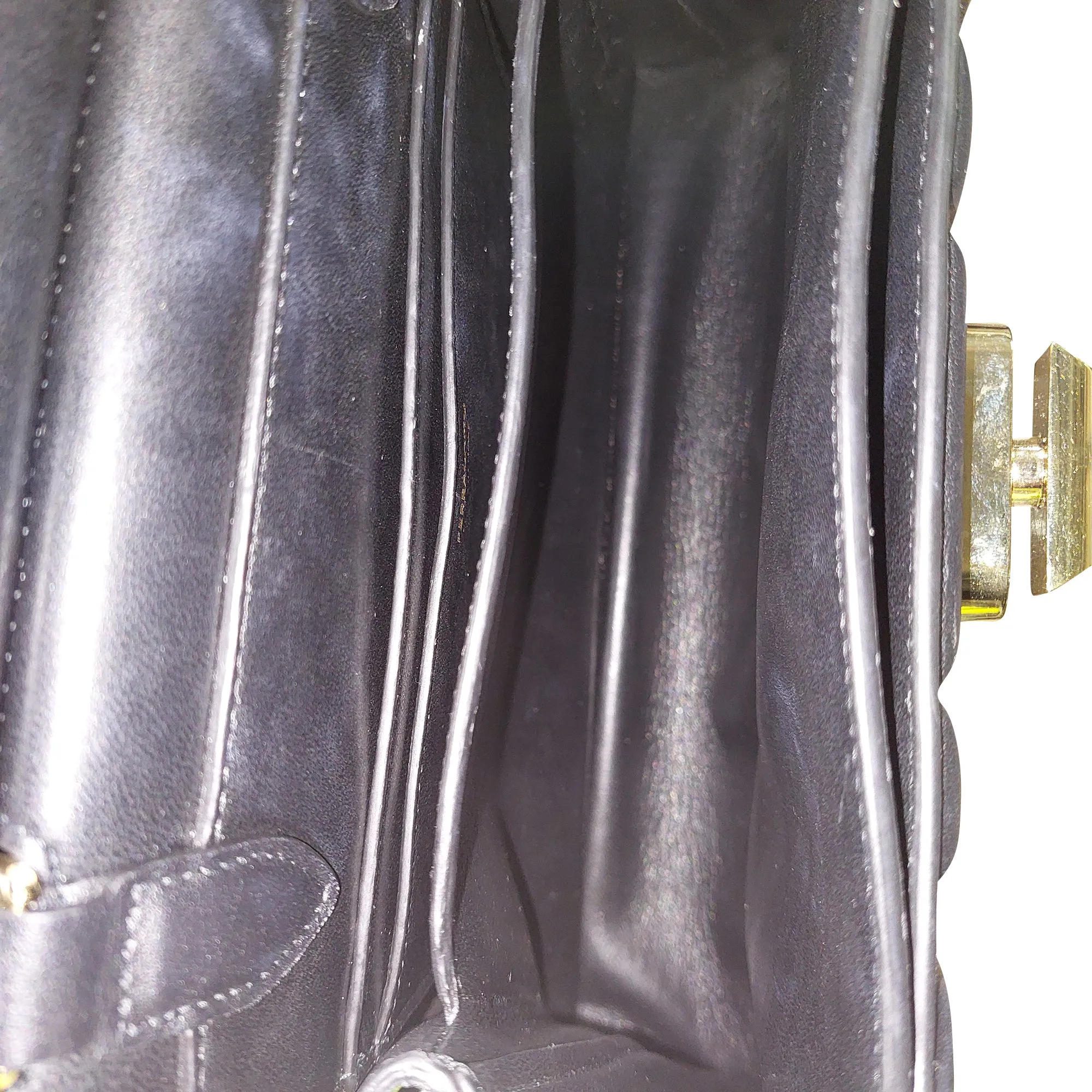 Ferragamo Gancini Flip-Lock Handbag in Black Leather