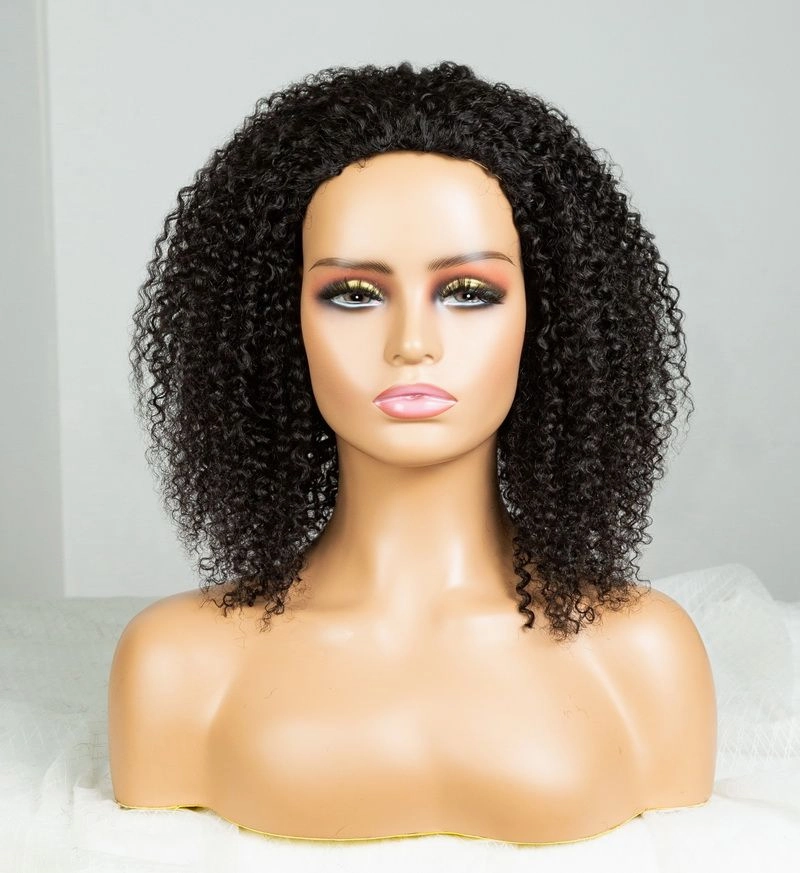 Flip Over Half Wig with Drawstring Kinky Curly Glueless Human Hair Wig