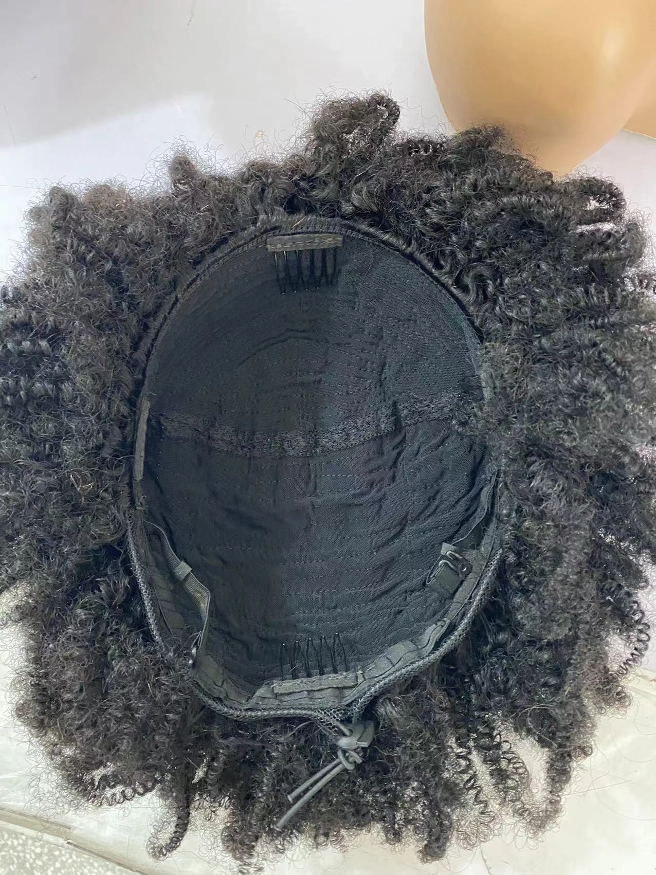Flip Over Half Wig with Drawstring Kinky Curly Glueless Human Hair Wig