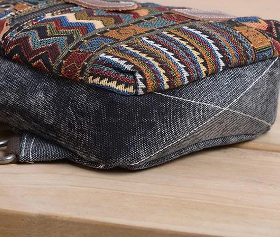 Folk Canvas Mens Sling Bag Vintage Chest Bag One Shoulder Pack for men