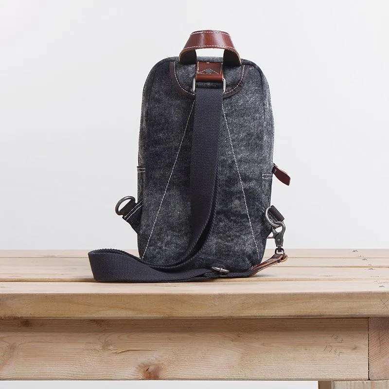 Folk Canvas Mens Sling Bag Vintage Chest Bag One Shoulder Pack for men