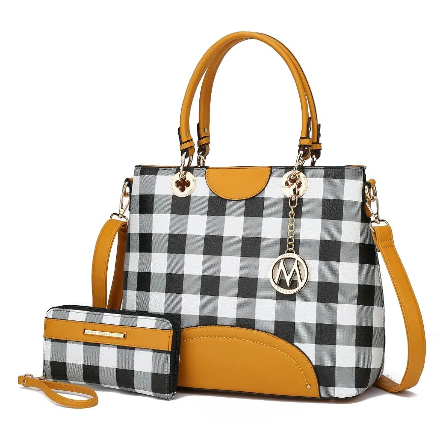 Gabriella Checkers Handbag with Wallet