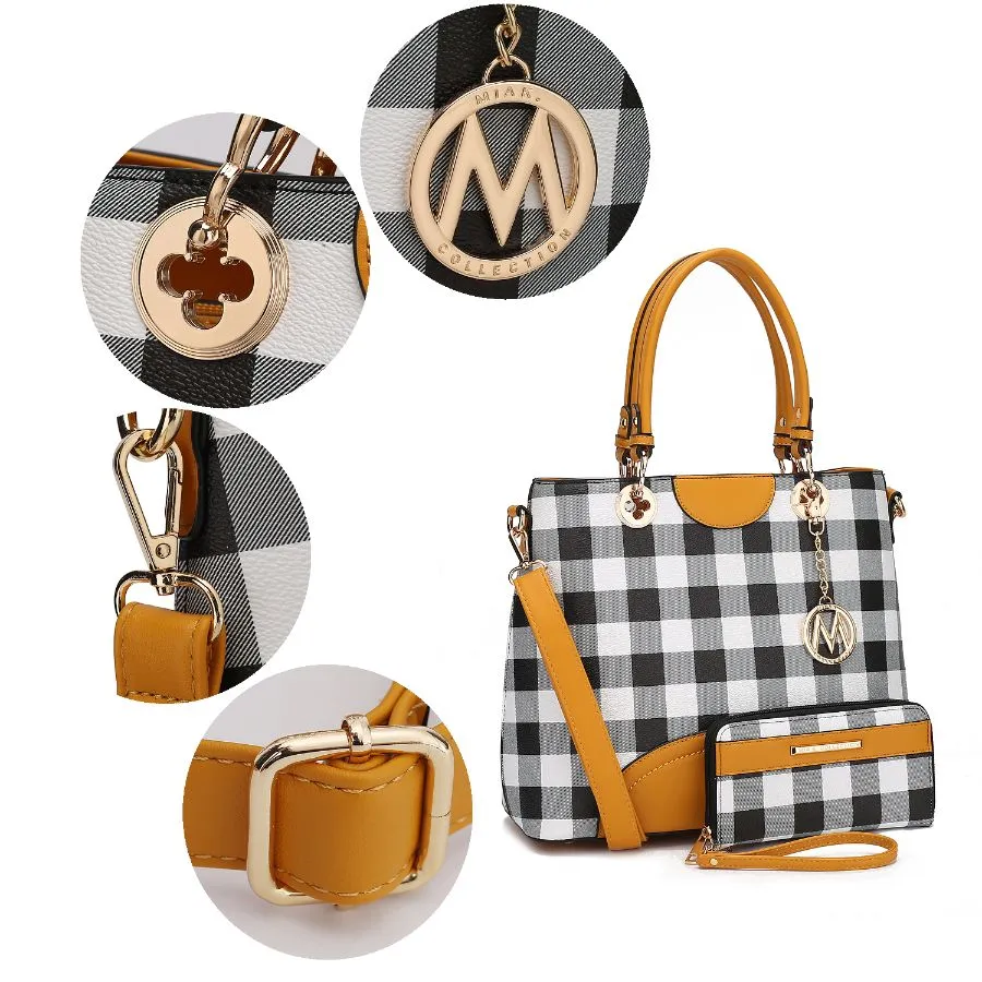 Gabriella Checkers Handbag with Wallet