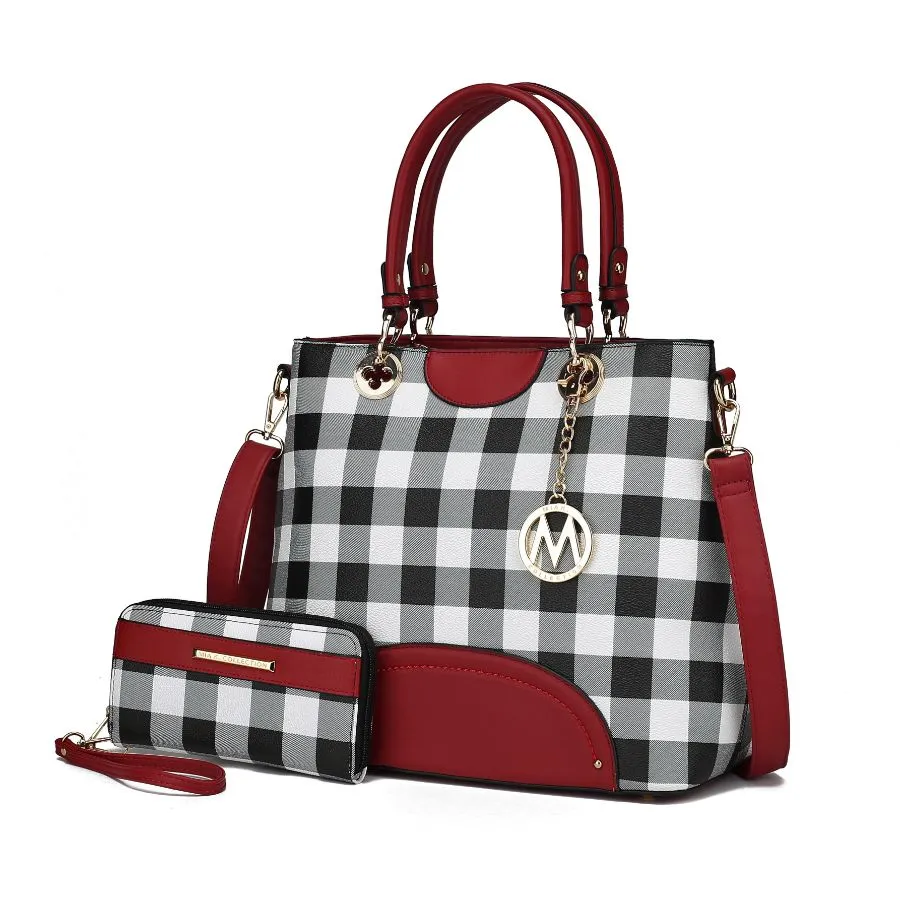 Gabriella Checkers Handbag with Wallet