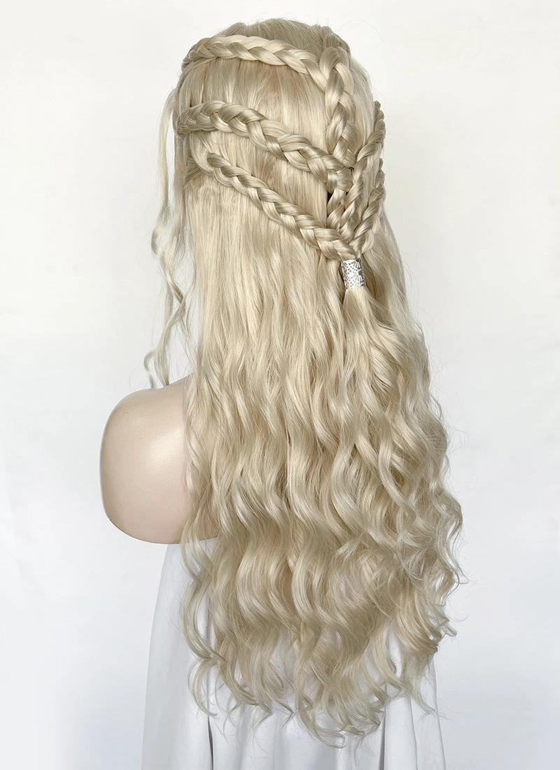 Game of Thrones Daenerys Targaryen Light Ash Blonde Braided Lace Front Synthetic Wig LF2158
