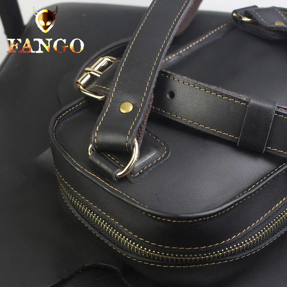 Genuine Black Leather Mens Cool Sling Pack Chest Bag Sling Bag Crossbody Pack for men