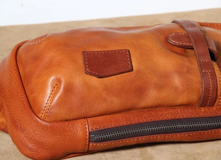 Genuine Brown Leather Mens Cool Chest Bag Sling Bag Brown Crossbody Pack One Shoulder Backpack for men