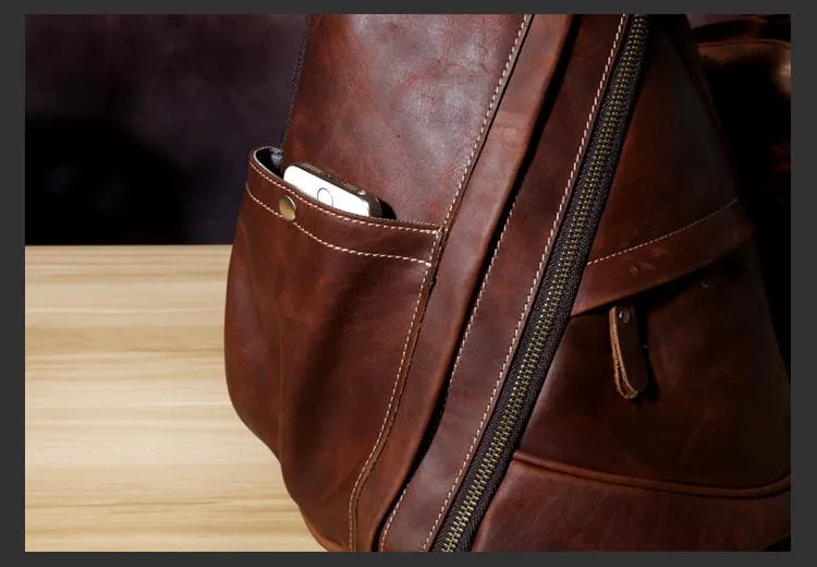 Genuine Brown Leather Mens Cool Chest Bag Sling Bag Sling Backpack for men