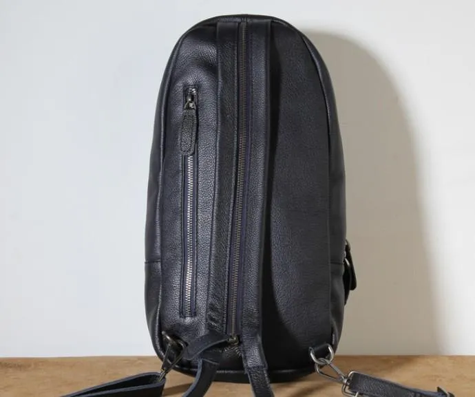 Genuine Brown Leather Mens Cool SLing Pack Chest Bag Sling Bag Crossbody Bag Travel Backpack for men