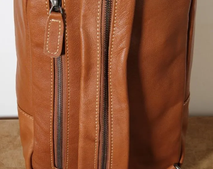 Genuine Brown Leather Mens Cool SLing Pack Chest Bag Sling Bag Crossbody Bag Travel Backpack for men