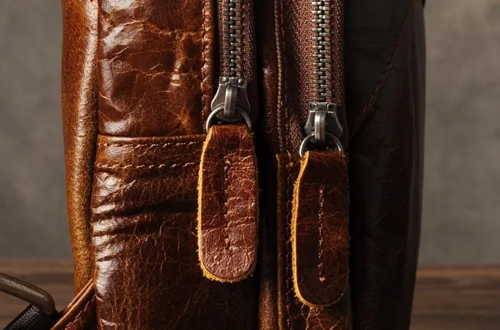 Genuine Cool Leather Mens Sling Bag Chest Bag Crossbody Sling Bag for men
