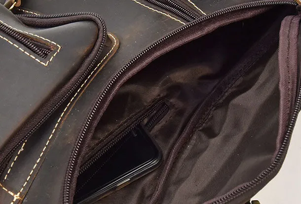 Genuine Leather Cool Chest Bag CrossBody Sling Bag Travel Bag Hiking Bag For Men