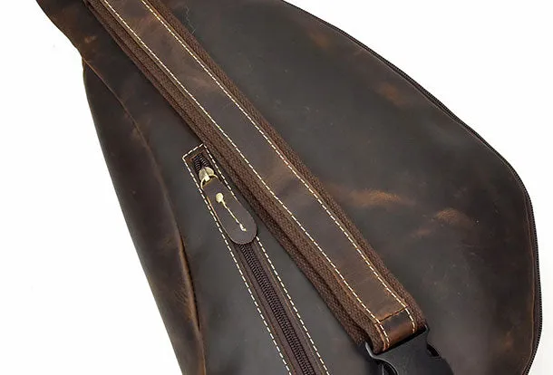 Genuine Leather Cool Chest Bag CrossBody Sling Bag Travel Bag Hiking Bag For Men