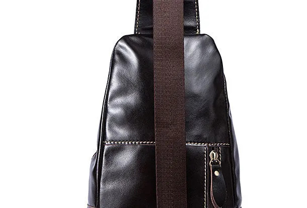 Genuine Leather Cool Chest Bag Sling Bag Crossbody Bag Travel Bag Hiking Bag For Mens
