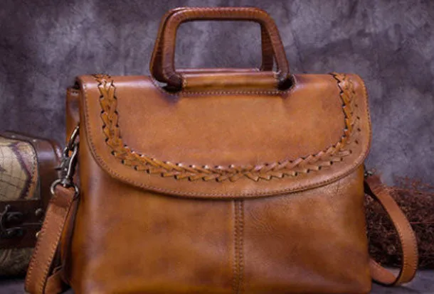 Genuine Leather Handbag Vintage Crossbody Bag Shoulder Bag Purse For Women