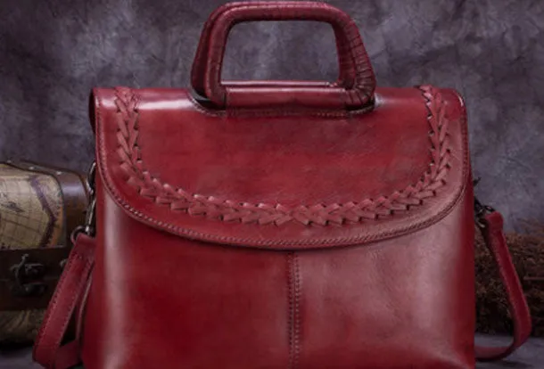 Genuine Leather Handbag Vintage Crossbody Bag Shoulder Bag Purse For Women