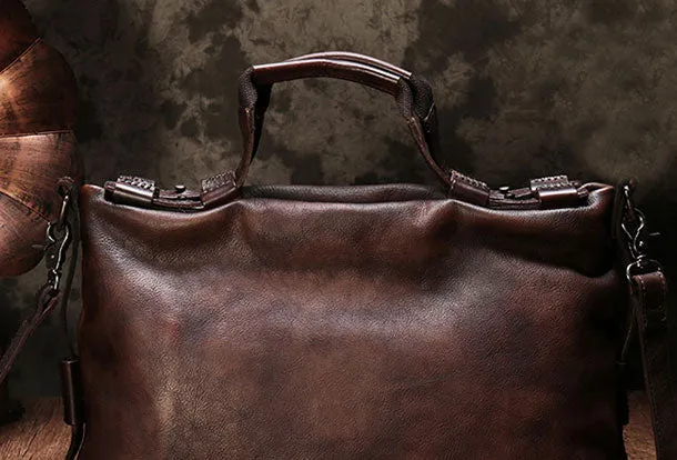 Genuine Leather Mens Briefcase Messenger Bag iPad Bag Chest Bag Bike Bag Cycling Bag for men