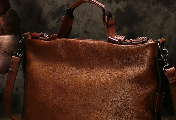 Genuine Leather Mens Briefcase Messenger Bag iPad Bag Chest Bag Bike Bag Cycling Bag for men