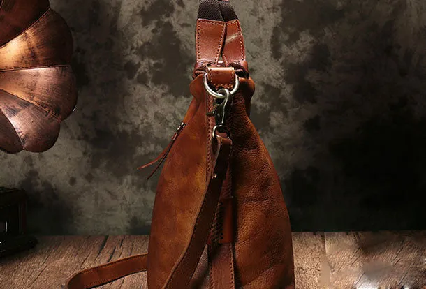 Genuine Leather Mens Briefcase Messenger Bag iPad Bag Chest Bag Bike Bag Cycling Bag for men