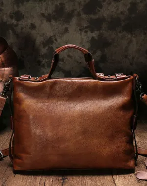 Genuine Leather Mens Briefcase Messenger Bag iPad Bag Chest Bag Bike Bag Cycling Bag for men