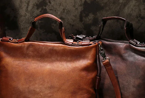 Genuine Leather Mens Briefcase Messenger Bag iPad Bag Chest Bag Bike Bag Cycling Bag for men