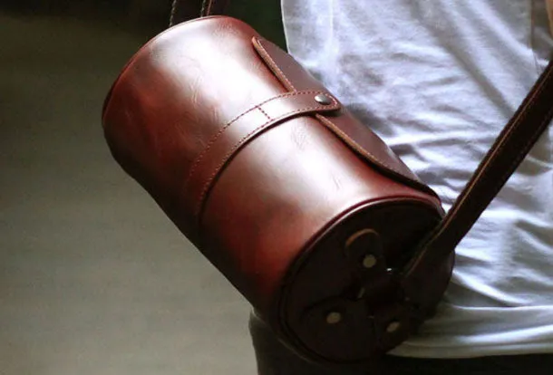 Genuine Leather Mens Chest Bag Cool Sling Bag Messenger Bag Bike Bag Cycling Bag For Men