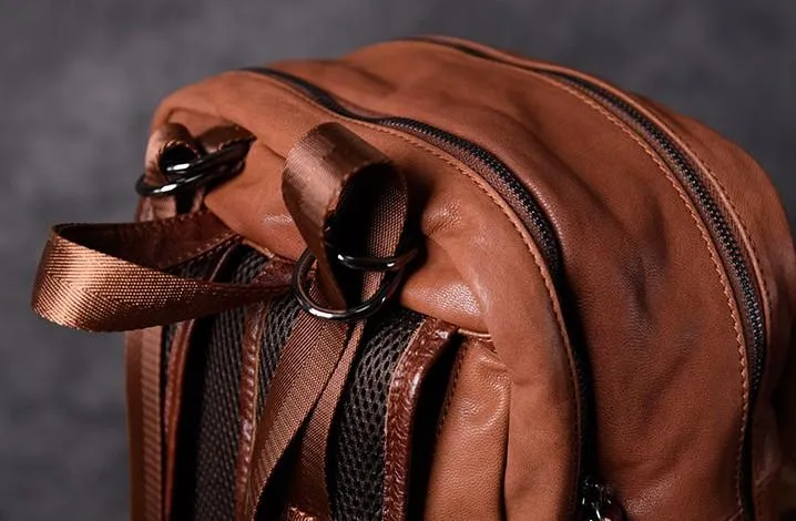 Genuine Leather Mens Cool Backpack Sling Bag Large Travel Bag Hiking Bag for men