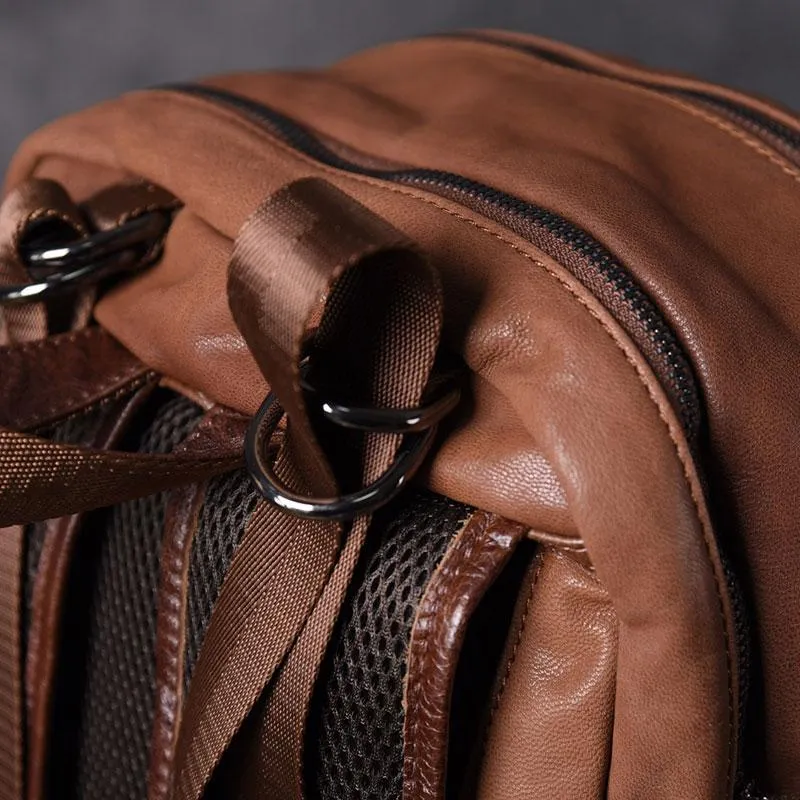 Genuine Leather Mens Cool Backpack Sling Bag Large Travel Bag Hiking Bag for men