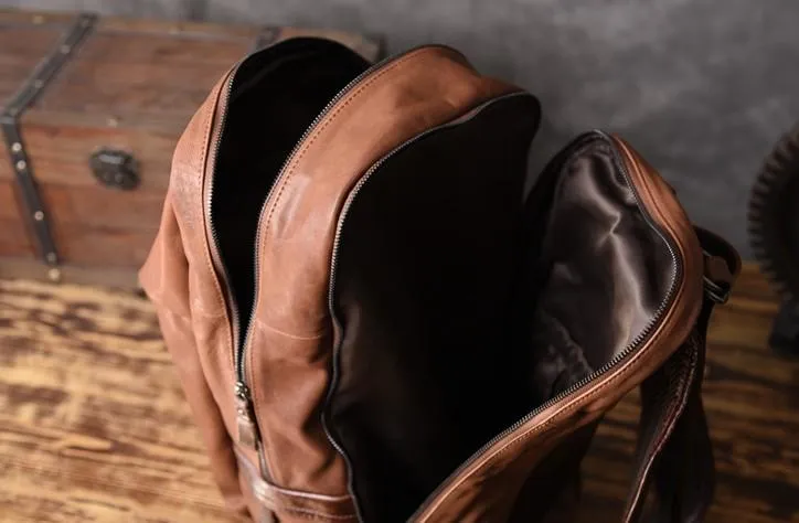 Genuine Leather Mens Cool Backpack Sling Bag Large Travel Bag Hiking Bag for men
