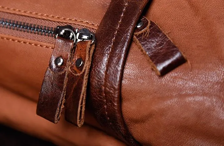 Genuine Leather Mens Cool Backpack Sling Bag Large Travel Bag Hiking Bag for men