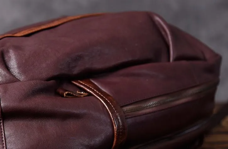 Genuine Leather Mens Cool Backpack Sling Bag Large Travel Bag Hiking Bag for men