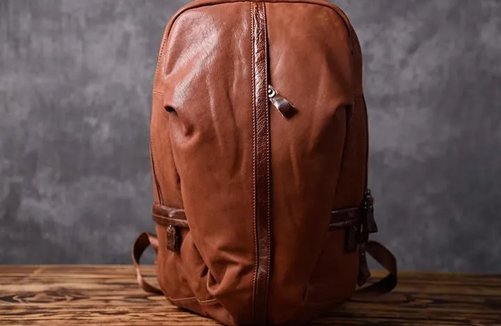 Genuine Leather Mens Cool Backpack Sling Bag Large Travel Bag Hiking Bag for men