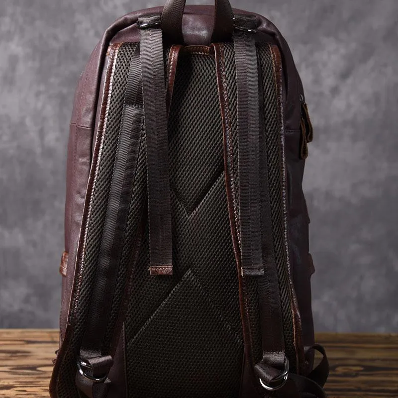 Genuine Leather Mens Cool Backpack Sling Bag Large Travel Bag Hiking Bag for men