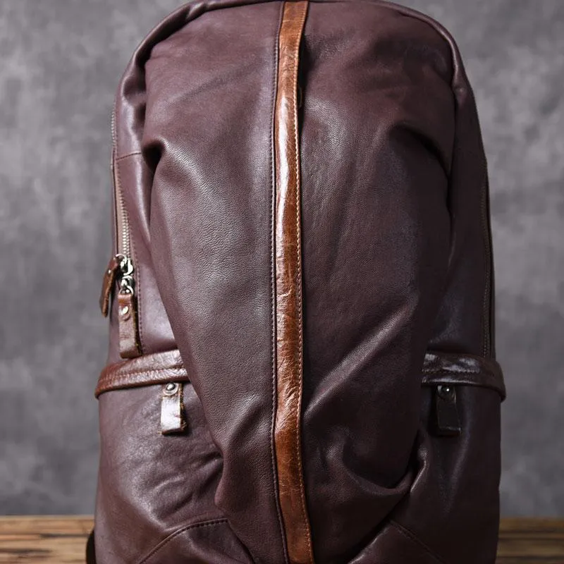 Genuine Leather Mens Cool Backpack Sling Bag Large Travel Bag Hiking Bag for men